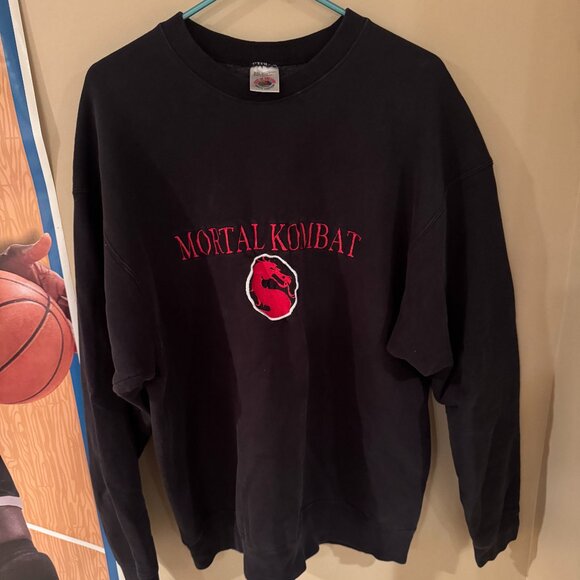 Vintage 90s Mortal Kombat Sweatshirt Fruit of the loom Tag Heavy Cotton USA Made - Picture 1 of 13